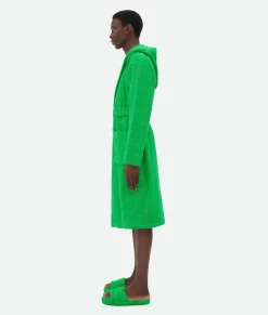 Bottega Veneta Intreccio Pattern Cotton Bathrobe Grass Hot