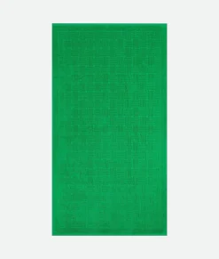 Bottega Veneta Intreccio Pattern Cotton Terry Beach Towel Grass Clearance
