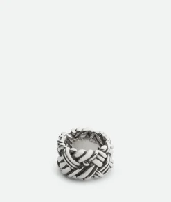 Bottega Veneta Intreccio Ring Silver Discount
