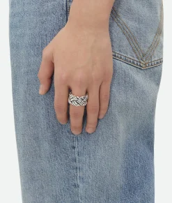 Bottega Veneta Intreccio Ring Silver Discount