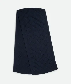 Bottega Veneta Intreccio Wool Scarf Navy Outlet