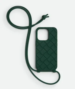 Bottega Veneta IPhone 14 Pro Case On Strap Emerald green Sale