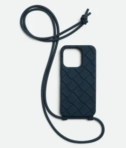 Bottega Veneta IPhone 15 Pro Case With Strap Deep blue Sale