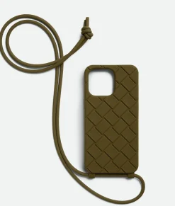 Bottega Veneta IPhone 15 Pro Max Case With Strap Olive oil Online
