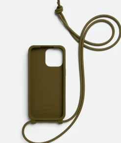 Bottega Veneta IPhone 15 Pro Max Case With Strap Olive oil Online