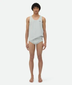 Bottega Veneta Jersey Rib Leather Boxer Stone white Outlet