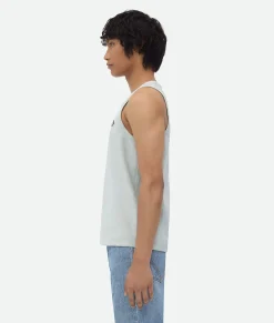 Bottega Veneta Jersey Rib Leather Tank Top Stone white Outlet