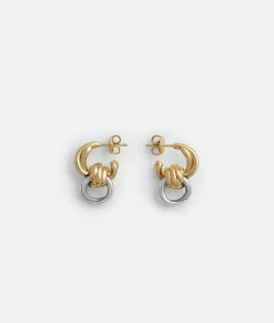 Bottega Veneta Knot Earrings Silver/yellow gold Outlet