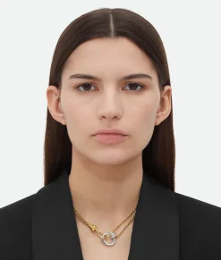 Bottega Veneta Knot Necklace Silver/yellow gold Online
