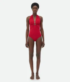 Bottega Veneta Knot Stretch Nylon Swimsuit Vernis Best