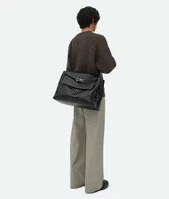 Bottega Veneta Large Andiamo Messenger Black Sale