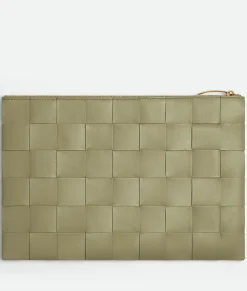 Bottega Veneta Large Cassette Flat Pouch Travertine Clearance