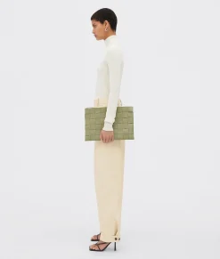 Bottega Veneta Large Cassette Flat Pouch Travertine Clearance
