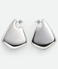Bottega Veneta Large Fin Earrings Silver Best