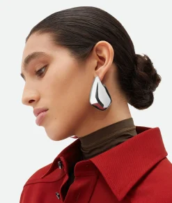Bottega Veneta Large Fin Earrings Silver Best