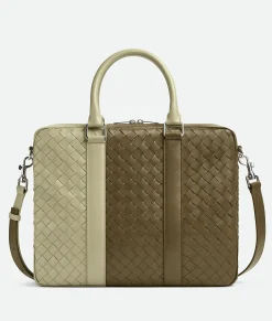 Bottega Veneta Large Intrecciato Briefcase Mud / Travertine Sale
