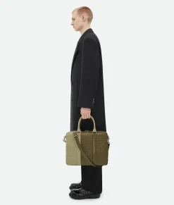 Bottega Veneta Large Intrecciato Briefcase Mud / Travertine Sale