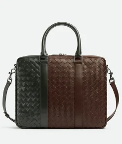 Bottega Veneta Large Intrecciato Briefcase Light brown / Dark green