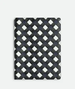 Bottega Veneta Large Intrecciato Notebook Cover Black/space/glacier