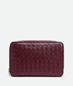 Bottega Veneta Large Intrecciato Zippered Pouch Barolo Clearance