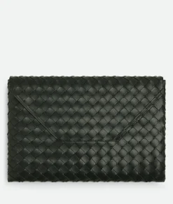 Bottega Veneta Large Origami Envelope Pouch Dark green Clearance