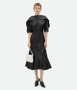 Bottega Veneta Leather A-Line Dress Black Online