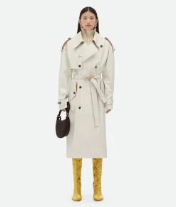 Bottega Veneta Leather And Cotton Trench Popcorn/paper bag Outlet