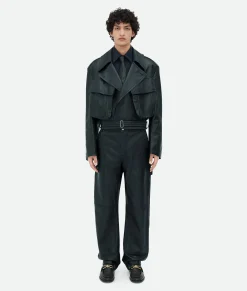 Bottega Veneta Leather Belted Blouson Shadow