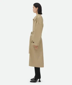 Bottega Veneta Leather Coat With Check Lining Sesame Discount