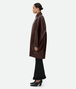 Bottega Veneta Leather Cocoon Coat Cocoa Online