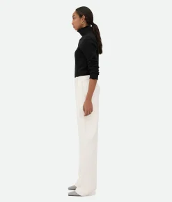 Bottega Veneta Leather Rounded Leg Trousers Dove Hot