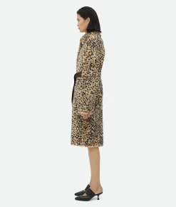 Bottega Veneta Leopard Print Shearling Coat Black/birch Outlet