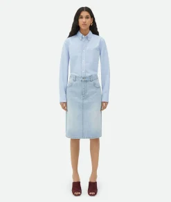 Bottega Veneta ed Denim Midi Skirt Light bleach