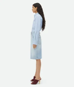 Bottega Veneta ed Denim Midi Skirt Light bleach