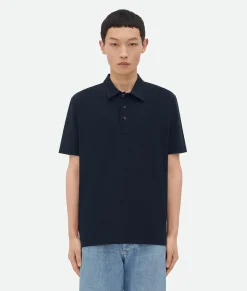 Bottega Veneta Light Cotton Piquet Polo Dark night New
