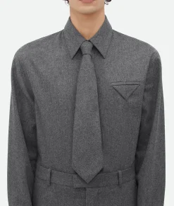 Bottega Veneta Light Wool Flannel Tie Grey melange