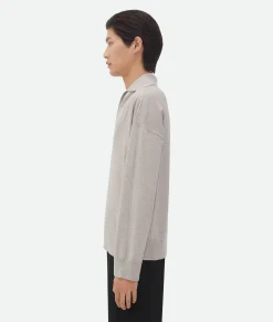 Bottega Veneta Light Wool Polo Light grey melange New