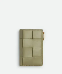 Bottega Veneta Medium Cassette Bi-Fold Zip Wallet Travertine Clearance