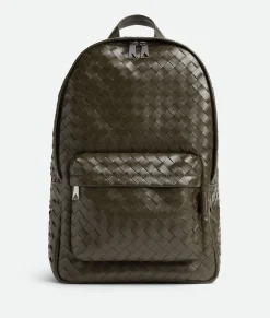 Bottega Veneta Medium Intrecciato Backpack Kaki Outlet