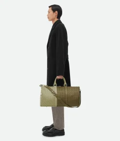 Bottega Veneta Medium Intrecciato Duffle Mud / Travertine New