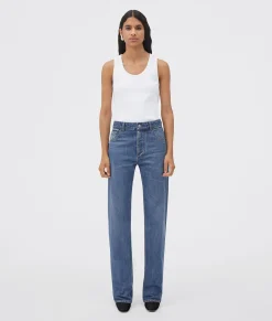 Bottega Veneta Medium Washed High Rise Straight Denim Original medium wash indigo