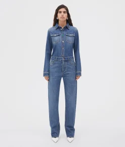 Bottega Veneta Medium Washed Mid Rise Straight Denim Original medium wash indigo Best