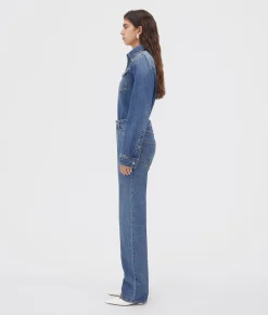 Bottega Veneta Medium Washed Mid Rise Straight Denim Original medium wash indigo Best