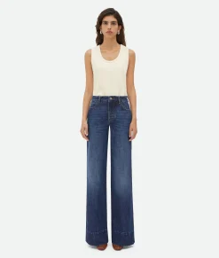 Bottega Veneta Medium Washed Wide Denim Mid blue Sale
