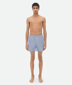 Bottega Veneta Nylon Swim Shorts Blue / White Discount
