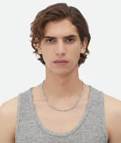Bottega Veneta Pen Chain Necklace Silver Discount