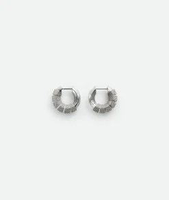 Bottega Veneta Pen Hoop Earrings Silver Outlet