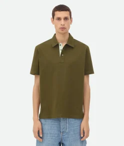 Bottega Veneta Pima Cotton Jersey Polo Olive oil Discount