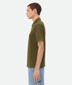 Bottega Veneta Pima Cotton Jersey Polo Olive oil Discount