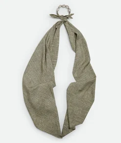 Bottega Veneta Printed Viscose Silk Beads Scarf Yellow/charcoal Outlet